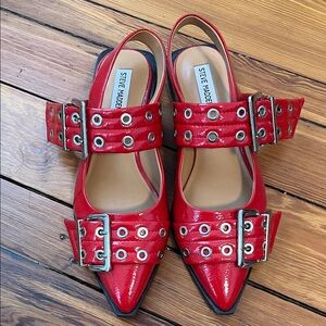 Steve Madden Red Buckle Flats